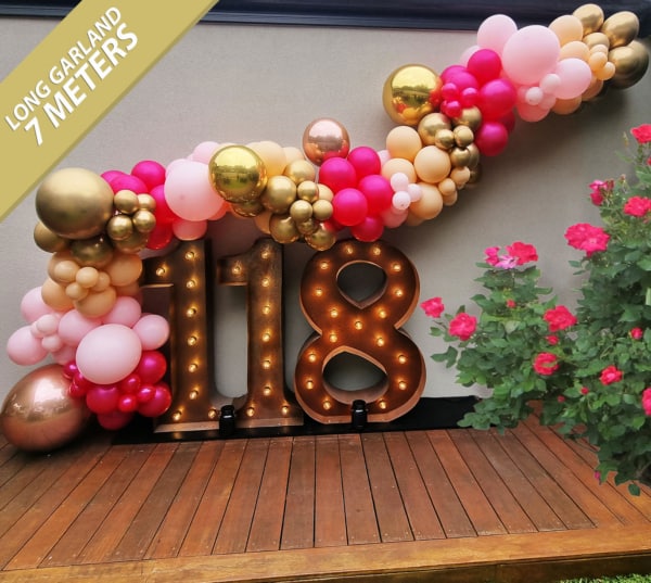 7m long balloon garland for hire in Perth