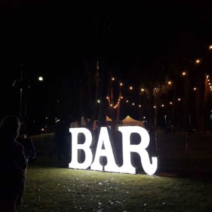 Bar light up letters illuminated in the dark.