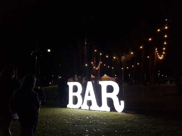 Bar light up letters illuminated in the dark.