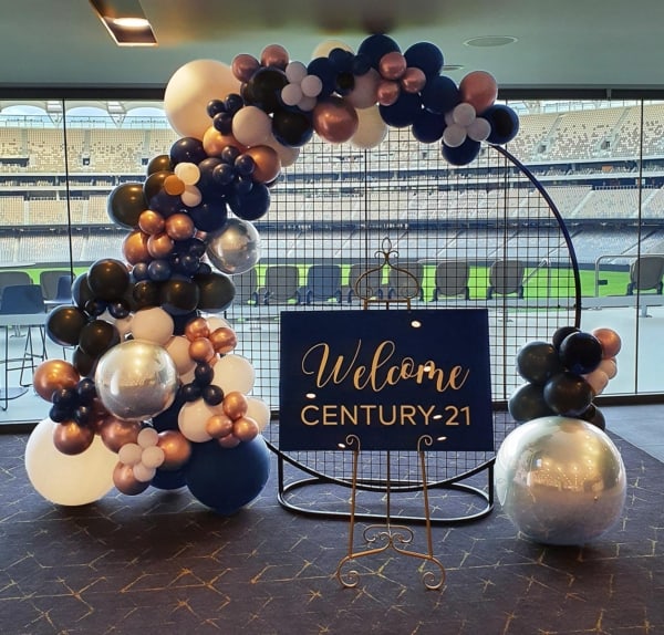A balloon garland for Century 21 Grand Alliance at Optus Stadium, Perth.