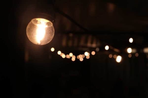 Close up of warm light bulb at Royal Perth Yacht Club.