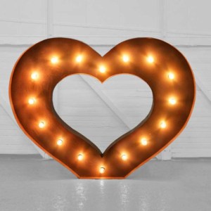 Giant light up rustic gold LED heart