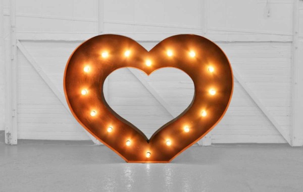 Giant light up rustic gold LED heart