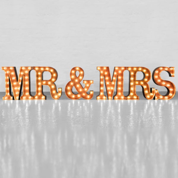 Giant rustic light up MR & MRS letters