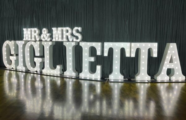 LED light up letters at a Perth wedding for Mr & Mrs Giglietta.