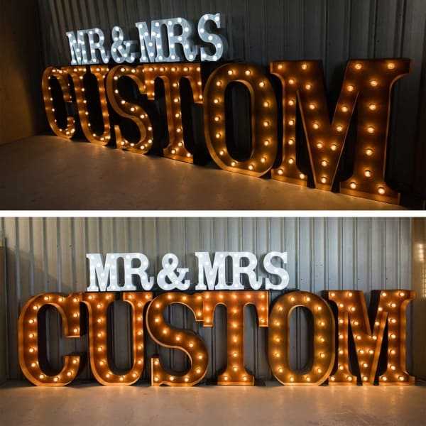 Customisable LED light up letters for a Perth wedding.