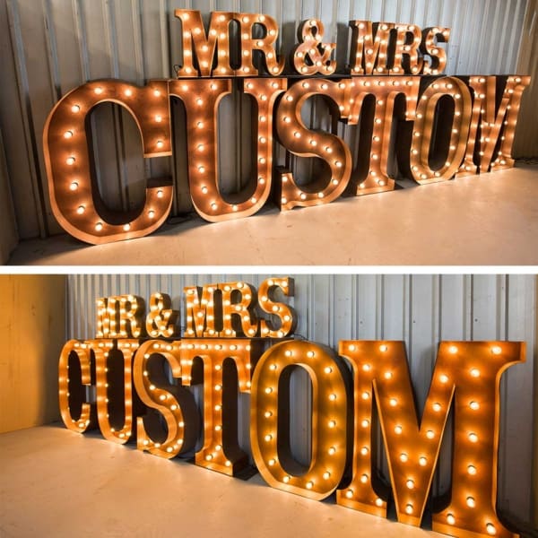 Giant customisable rustic LED light up letters.